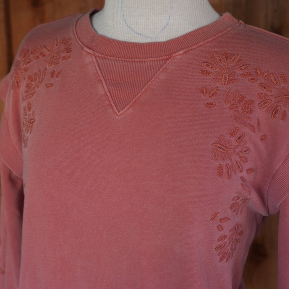 Democracy Long Sleeve Flange Shoulder Mineral Wash Sweatshirt In Toasted Pumpkin - Picture 4 of 17